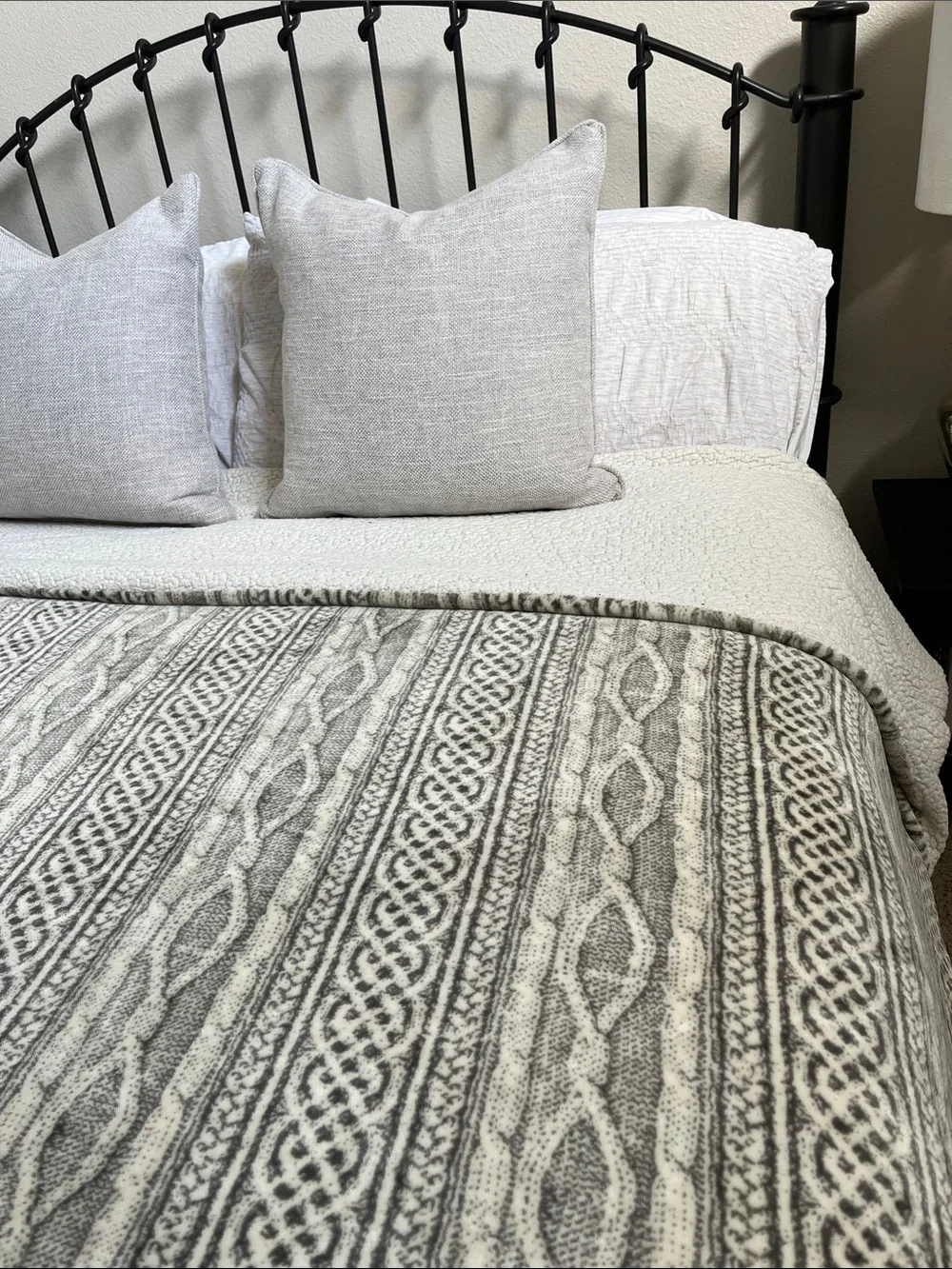 King Size Neutral Gray Patterned Blanket or Comforter